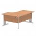 Dynamic Impulse 1600mm Left Crescent Desk Oak Top Silver Cable Managed Leg I000863 24459DY