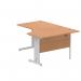 Dynamic Impulse 1600mm Left Crescent Desk Oak Top Silver Cable Managed Leg I000863 24459DY