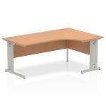 Dynamic Impulse 1800mm Right Crescent Desk Oak Top Silver Cable Managed Leg I000866 24480DY