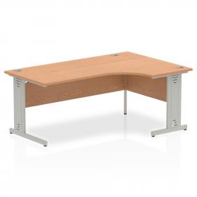 Dynamic Impulse 1800mm Right Crescent Desk Oak Top Silver Cable Managed Leg I000866 24480DY