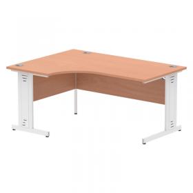 Impulse Contract Left Hand Crescent Cable Managed Leg Desk W1600 x D1200 x H730mm Beech FinishWhite Frame - I001879 24487DY