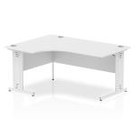 Impulse Contract Left Hand Crescent Cable Managed Leg Desk W1600 x D1200 x H730mm White Finish/White Frame - I002396 24571DY