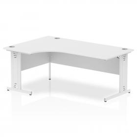 Impulse Contract Left Hand Crescent Cable Managed Leg Desk W1800 x D1200 x H730mm White Finish/White Frame - I002398 24585DY