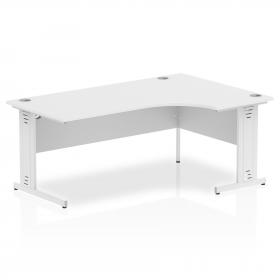 Impulse Contract Right Hand Crescent Cable Managed Leg Desk W1800 x D1200 x H730mm White Finish/White Frame - I002399 24592DY