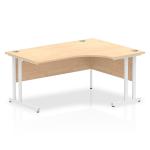 Impulse Contract Right Hand Crescent Cantilever Desk W1600 x D1200 x H730mm Maple Finish/White Frame - I002619 24606DY