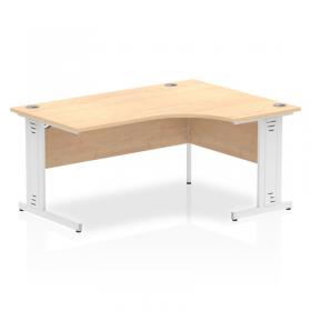 Impulse Contract Right Hand Crescent Cable Managed Leg Desk W1600 x D1200 x H730mm Maple FinishWhite Frame - I002623 24634DY