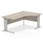 Dynamic Impulse 1800mm Right Crescent Desk Grey Oak Top Silver Cable Managed Leg I003144 24690DY