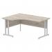 Dynamic Impulse 1600mm Left Crescent Desk Grey Oak Top Silver Cable Managed Leg I003145 24697DY