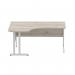 Dynamic Impulse 1600mm Left Crescent Desk Grey Oak Top Silver Cable Managed Leg I003145 24697DY