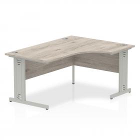 Dynamic Impulse 1600mm Right Crescent Desk Grey Oak Top Silver Cable Managed Leg I003146 24704DY