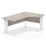 Dynamic Impulse 1600mm Right Crescent Desk Grey Oak Top White Cable Managed Leg I003533 24718DY