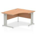 Dynamic Impulse 1400mm Right Crescent Desk Oak Top Silver Cable Managed Leg I003851 24788DY