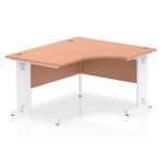 Dynamic Impulse 1400mm Right Crescent Desk Beech Top White Cable Managed Leg I003860 24809DY