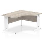 Dynamic Impulse 1400mm Right Crescent Desk Grey Oak Top White Cable Managed Leg I003861 24816DY