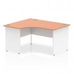 Dynamic Impulse 1400mm Left Crescent Desk Beech Top White Panel End Leg I003878 24865DY