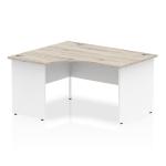 Dynamic Impulse 1400mm Left Crescent Desk Grey Oak Top White Panel End Leg I003879 24872DY
