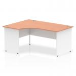 Dynamic Impulse 1600mm Left Crescent Desk Beech Top White Panel End Leg TT000027 24942DY