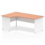 Dynamic Impulse 1800mm Left Crescent Desk Beech Top White Panel End Leg TT000033 24963DY