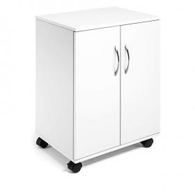 Durable Multi Function Storage Trolley 74x53cm Closed with Doors White - 311502 25220DR