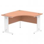 Dynamic Impulse 1200mm Corner Desk Beech Top White Cable Managed Leg MI001874 25432DY