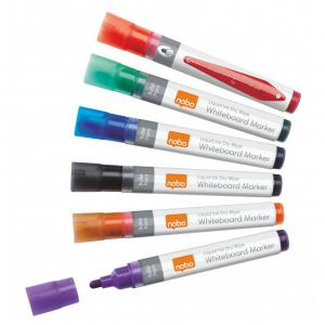 Nobo Liquid Ink Whiteboard Marker Bullet Tip 3mm Line Assorted Colours