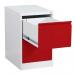 Phoenix FC Series 2 Drawer Filing Cabinet Grey Body Red Drawers with Key Lock - FC1002GRK 