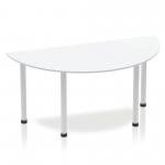 Dynamic Impulse 1600mm Semi Circle Table White Top Silver Post Leg BF00177 25551DY