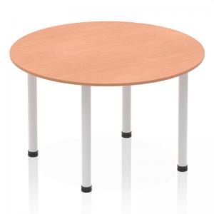 Click to view product details and reviews for Dynamic Impulse 1200mm Round Table Beech Top Silver Post Leg I000080.