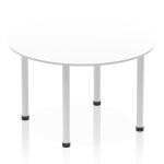 Dynamic Impulse 1200mm Round Table White Top Silver Post Leg I000200 25705DY