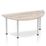 Dynamic Impulse 1600mm Semi Circle Table Grey Oak Top Silver Post Leg I003250 25740DY