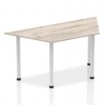 Dynamic Impulse 1600mm Trapezium Table Grey Oak Top Silver Post Leg I003256 25747DY