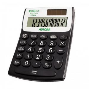 Aurora EcoCalc 12 Digit Semi Desktop Calculator Recycled Plastic Black