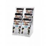 Deflecto 3 Tier 6 Pocket 1/3 A4 Portrait Slanted Free Standing or Wall Mounted Literature Display Holder Crystal Clear - 77401 26347DF