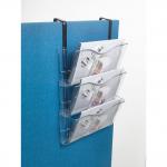 Deflecto A4 Landscape Wall Mounted Document Literature Display Holder with Hanging Bracket Crystal Clear (Pack 3) - CP077YTCRY 26368DF