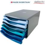 Deflecto Cool Breeze A4 Desktop Drawer Organiser 6 Drawers - 6 x 30mm Drawer Tower Unit Deep Blue and Aqua - CP146YTCB 26403DF