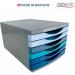 Deflecto Cool Breeze A4 Desktop Drawer Organiser 6 Drawers - 6 x 30mm Drawer Tower Unit Deep Blue and Aqua - CP146YTCB 26403DF