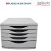 Deflecto A4 Desktop Drawer Organiser 5 Drawers - 1 x 60mm and 4 x 30mm Drawer Tower Unit Grey - CP145YTGRY 26410DF