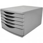 Deflecto A4 Desktop Drawer Organiser 5 Drawers - 1 x 60mm and 4 x 30mm Drawer Tower Unit Grey - CP145YTGRY 26410DF