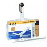 Durable Duo Security Pass Holder 54x87mm with Clip Holds 2 ID/Security Cards Transparent (Pack 25) - 821819 26599DR