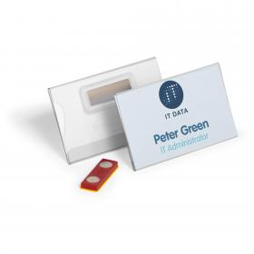 Durable Name Badge 54x90mm with Place & Hold Magnet Transparent (Pack of 25) - 824419 26606DR