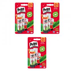 Pritt Original Glue Stick Sustainable Long Lasting Strong Adhesive Solvent Free 43g Maxi (Pack 2) - Buy 2 Get 1 Free - 2741552 X3 26690XX