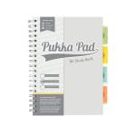 Pukka Pads Study Book B5 181 x 257mm 4 Coloured Dividers 3 Paper Types Includes Revision Cards Grey (Pack1) - 9824-STU 26886PK