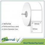 Thermalrite Direct Thermal Labels101x101mm 25mm core (Pack 20 Rolls of 500 Labels per Roll) - RL101.101DT-25 27768SM