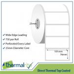 Thermalrite Direct Thermal Labels 101x76mm 25mm core (Pack 20 Rolls of 750 Labels per Roll) - RL101.76DT-25 27775SM