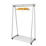 Alba Oslo Mobile Garment Rack Silver Grey and White Wood - Supplied With 6 Hangers - PMOSLO 27831AL