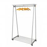 Alba Oslo Mobile Garment Rack Silver Grey and White Wood - Supplied With 6 Hangers - PMOSLO 27831AL