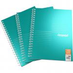 Silvine Luxpad Twin Wire FSC Notebook A4+ 200 Page Ruled With Margin Metallic Pearl Green (Pack 3) - LUXA4MT 27873SC