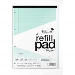 Silvine SEN Refill Pad A4 With Tinted Coloured Papers 100 Page Ruled With Margin 4 Hole Punched Blue (Pack 6) - A4RPTINBL 27999SC