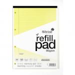 Silvine SEN Refill Pad A4 With Tinted Coloured Papers 100 Page Ruled With Margin 4 Hole Punched Yellow (Pack 6) - A4RPTINY 28013SC