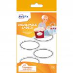 Avery UK Dissolvable Labels 55 x 29mm White with black rims (Pack 18 Labels) - SOLUB18.UK 28125AV